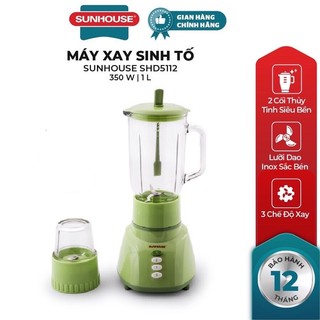 Máy Xay Sinh Tố Sunhouse SHD5112 , Công Suất 350W - Kèm 2 Cối Thủy Tinh