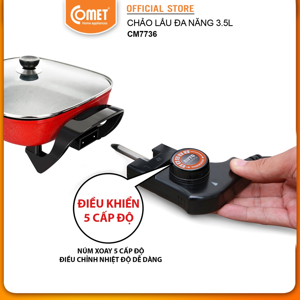 Chảo lẩu điện đa năng 5L COMET - CM7736 - Hàng Chính Hãng