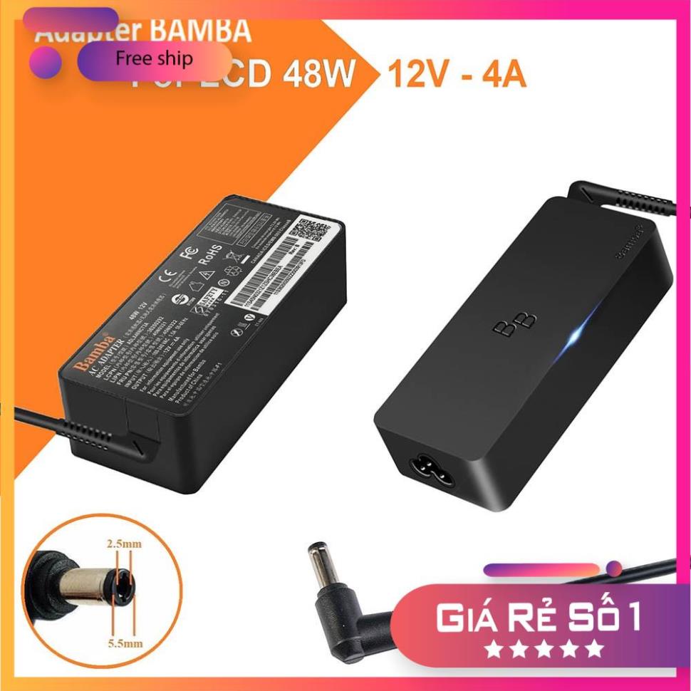 SG Bộ nguồn LCD 12V - 4A Bamba kích thước 5.5mm  X 2.5mm - Adapter dùng cho LCD Bamba 12V- 4A (kèm d