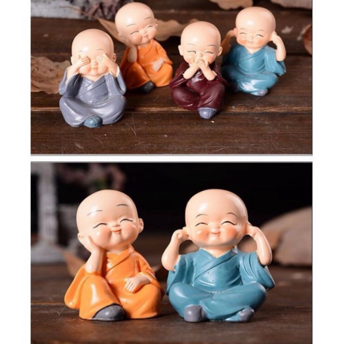 Bộ Tượng 4 Chú Tiểu Bốn Không , Mang Lại Bình Yên, May Mắn, Để Bàn Làm Việc, Xe Hơi