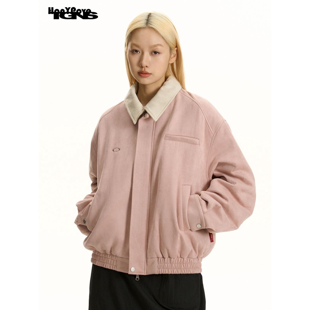 HonypoveÁo Khoác Bóng Chày Da Lộn Phong Cách retro Mỹ