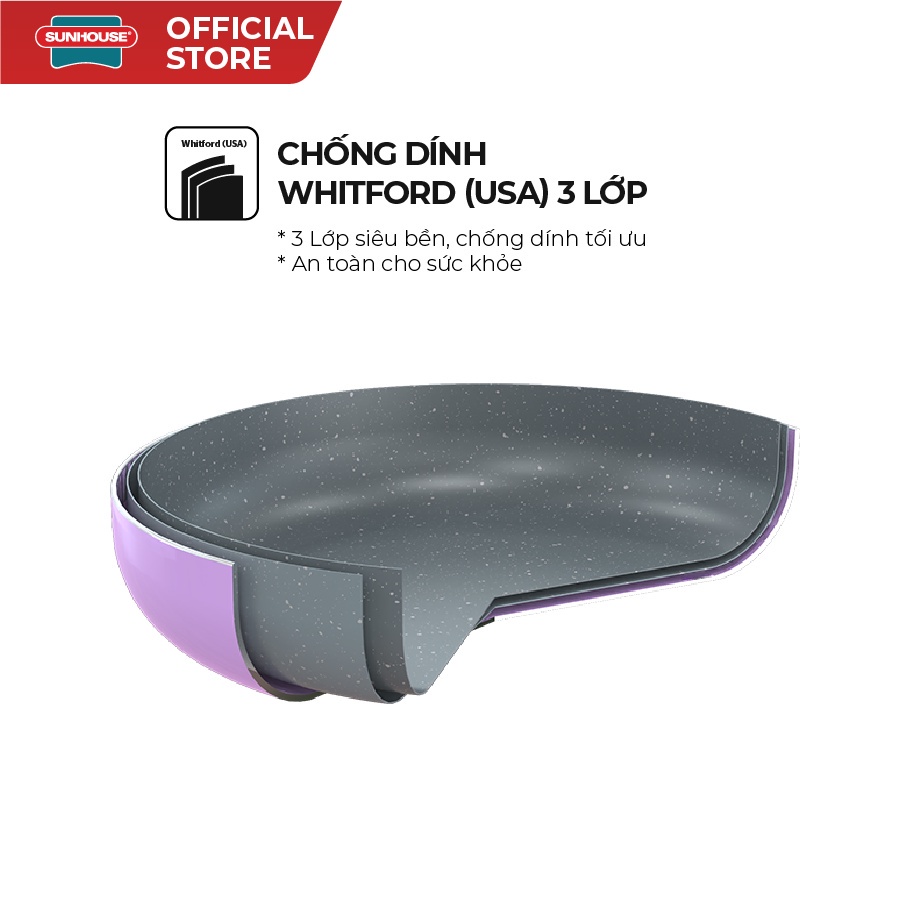 Bộ nồi chảo kèm xửng hấp đáy từ Violet SUNHOUSE Bảo hành 12 tháng - Hàng Chính Hãng