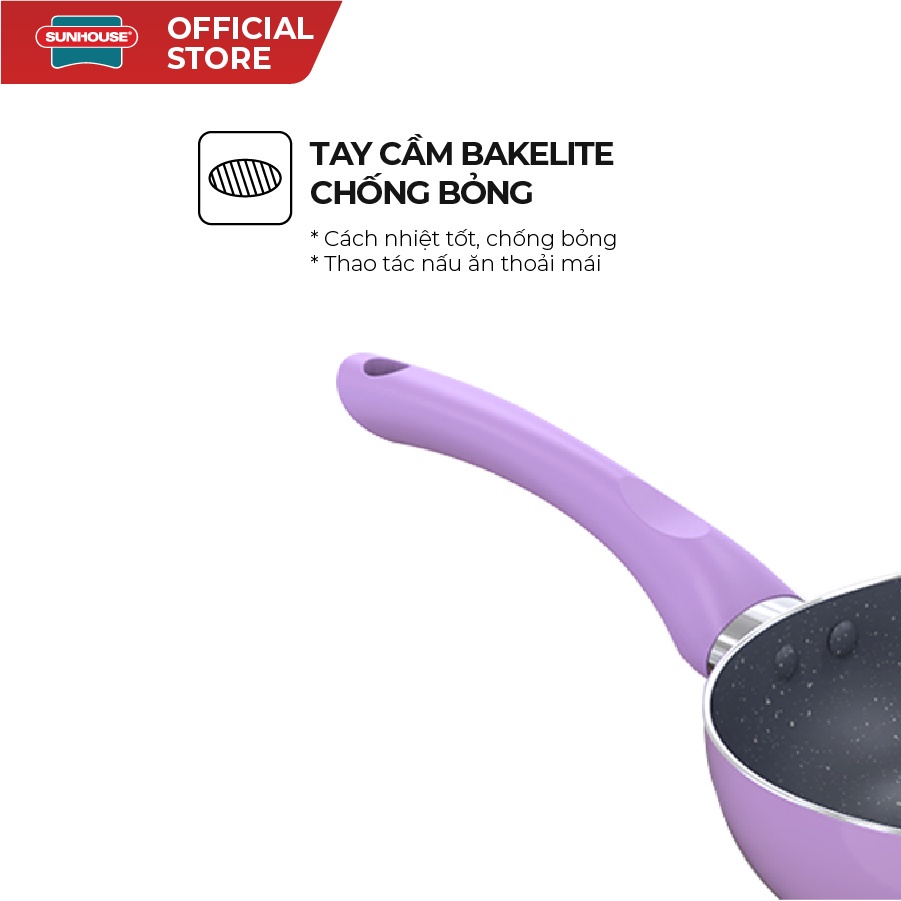 Bộ nồi chảo kèm xửng hấp đáy từ Violet SUNHOUSE Bảo hành 12 tháng - Hàng Chính Hãng