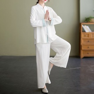 Bộ trang phục tập yoga hai mảnh mùa hè phong cách trung hoa thái cực quyền cho nữ