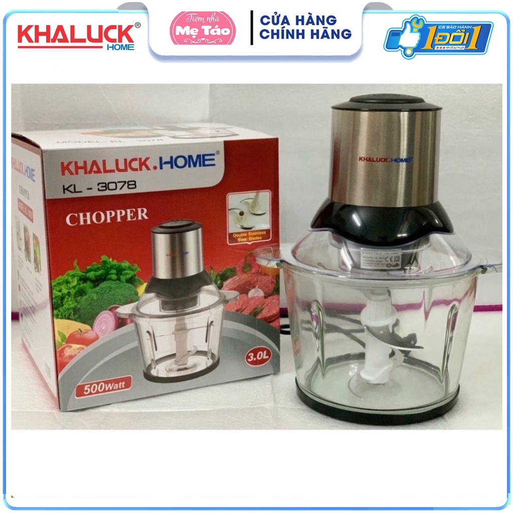 Máy xay thịt 3 Lít KHALUCK HOME KL-3078 500W, cối thủy tinh 3L - Hàng Chính Hãng Bảo Hành 12 Tháng