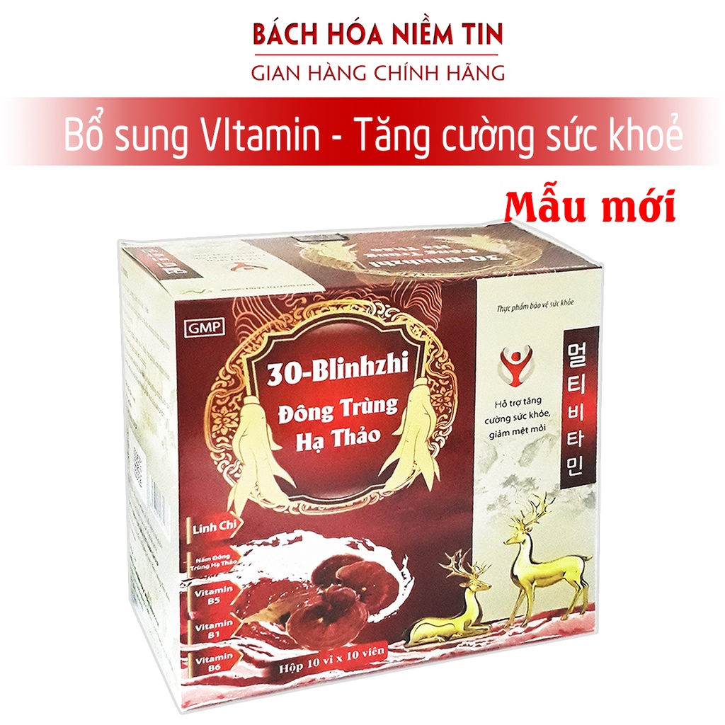 Viên uống Multivitamin 30B Linhzi Đông trùng Hạ Thảo giảm mệt mỏi suy nhược cơ thể  - Hộp 100viên