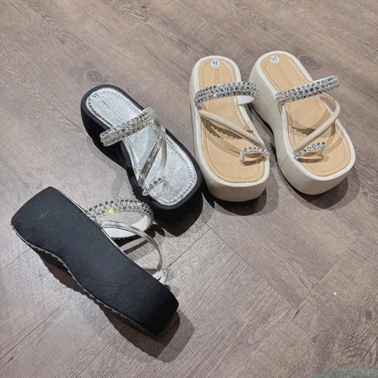 DÉP BÁNH MÌ QUAI DÂY DA XỎ NGÓN ĐẾ CAO 7 PHÂN MANG ÊM CHÂN