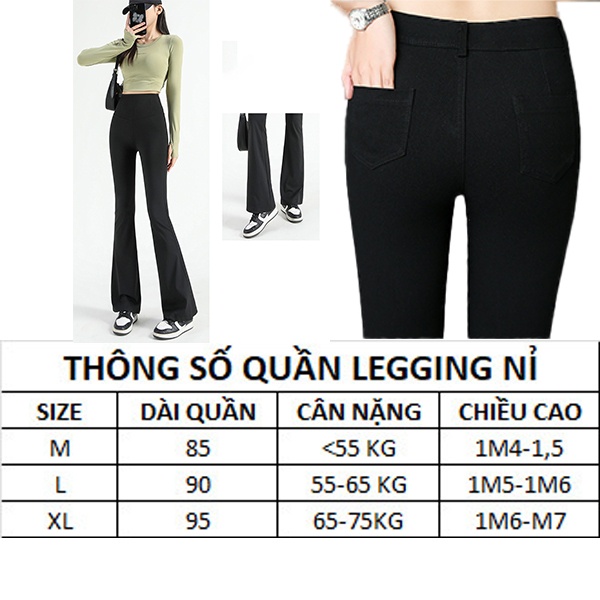 Legging Lông Loe UMI Thời Trang LOVENA - Ống Rộng, 2 Túi Hậu Mềm Mại QN16