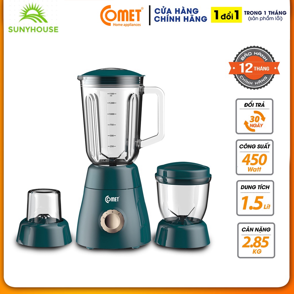 Máy xay sinh tố 3 cối 450W COMET - CM9979 - Hàng Chính Hãng Bảo Hành 12 Tháng