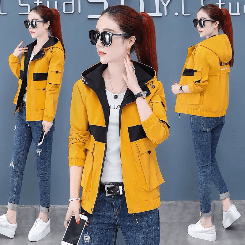 Áo Khoác Kaki Nữ Túi Hộp Có Nón Bo Gấu Phối Màu thời Trang alo_shop