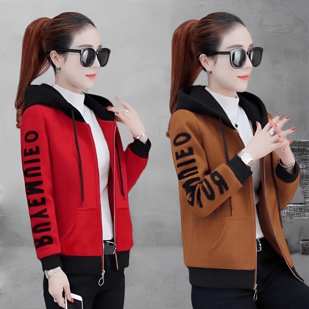 Áo Khoác Nỉ Nũ Có Nón Khác Màu Chạy Chữ Tay Hot Trend alo_shop