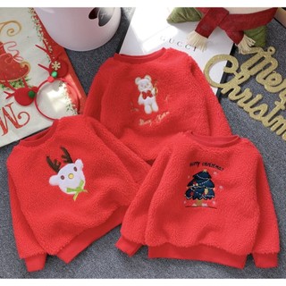Áo nỉ noel cho bé,áo nỉ lông đỏ ấm áp cho bé trai, bé gái diện noel m100
