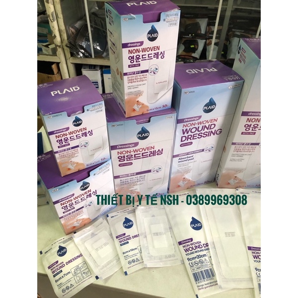 ✅ Băng Keo Y Tế Có Gạc Vô Trùng PLAID Non-woven Wound Dressing,miếng băng dính dán vết thương có gạc vô khuẩn