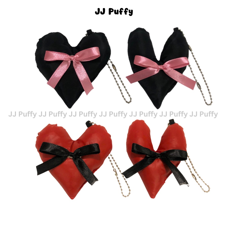 Charm heart - Móc khóa treo hình trái tim chần gòn làm phụ kiện cho túi xách, balo
