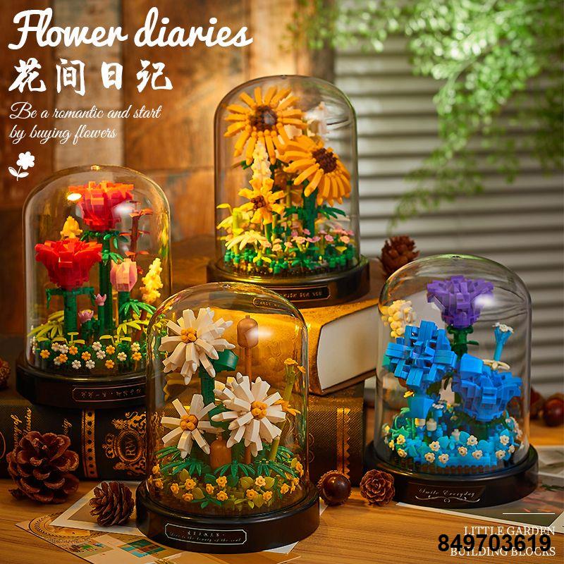 Các khối xây dựng hoa hướng dương tương thích với đồ chơi lắp ráp bó hoa trong chậu hoa hồng LEGO