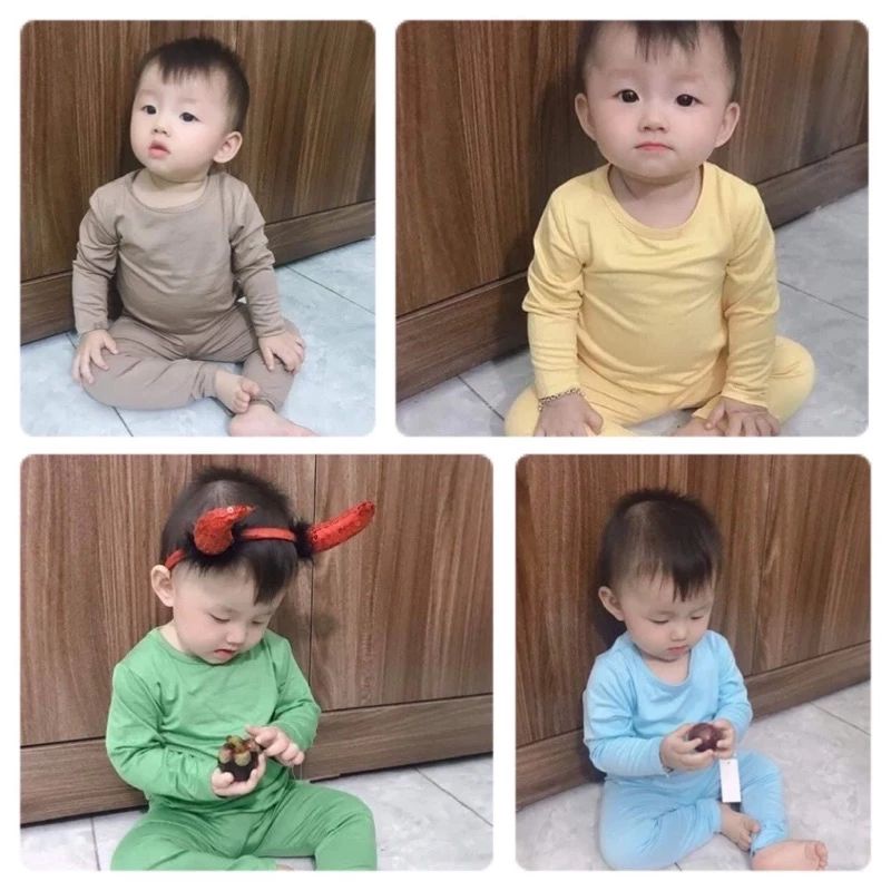 Sz 1-2 xả rẻ - Bộ thun cotton dài tay cho bé trai và gái