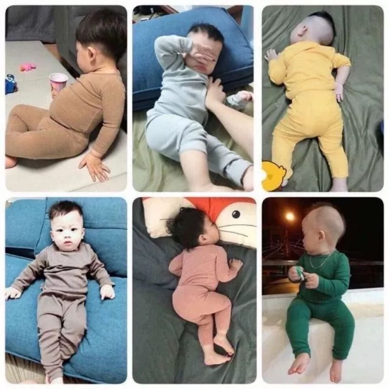 Sz 1-2 xả rẻ - Bộ thun cotton dài tay cho bé trai và gái