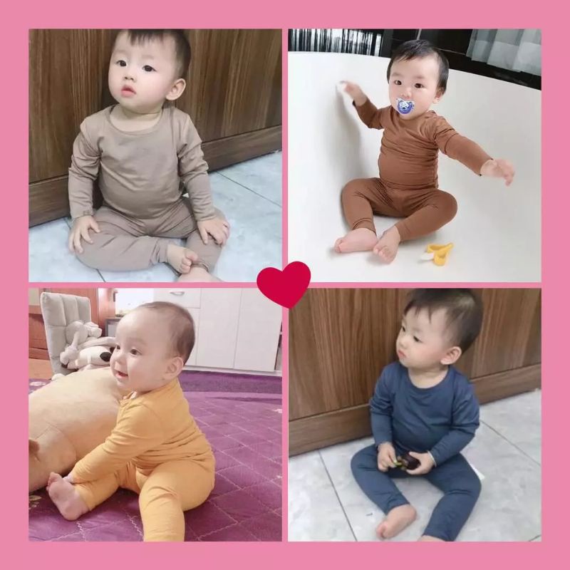 Sz 1-2 xả rẻ - Bộ thun cotton dài tay cho bé trai và gái