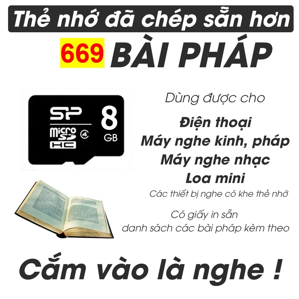 Thẻ Nhớ 8G Chép Sẵn Hơn 669 Bài Tụng Kinh, Niệm Phật, Giảng Pháp - TD8G09