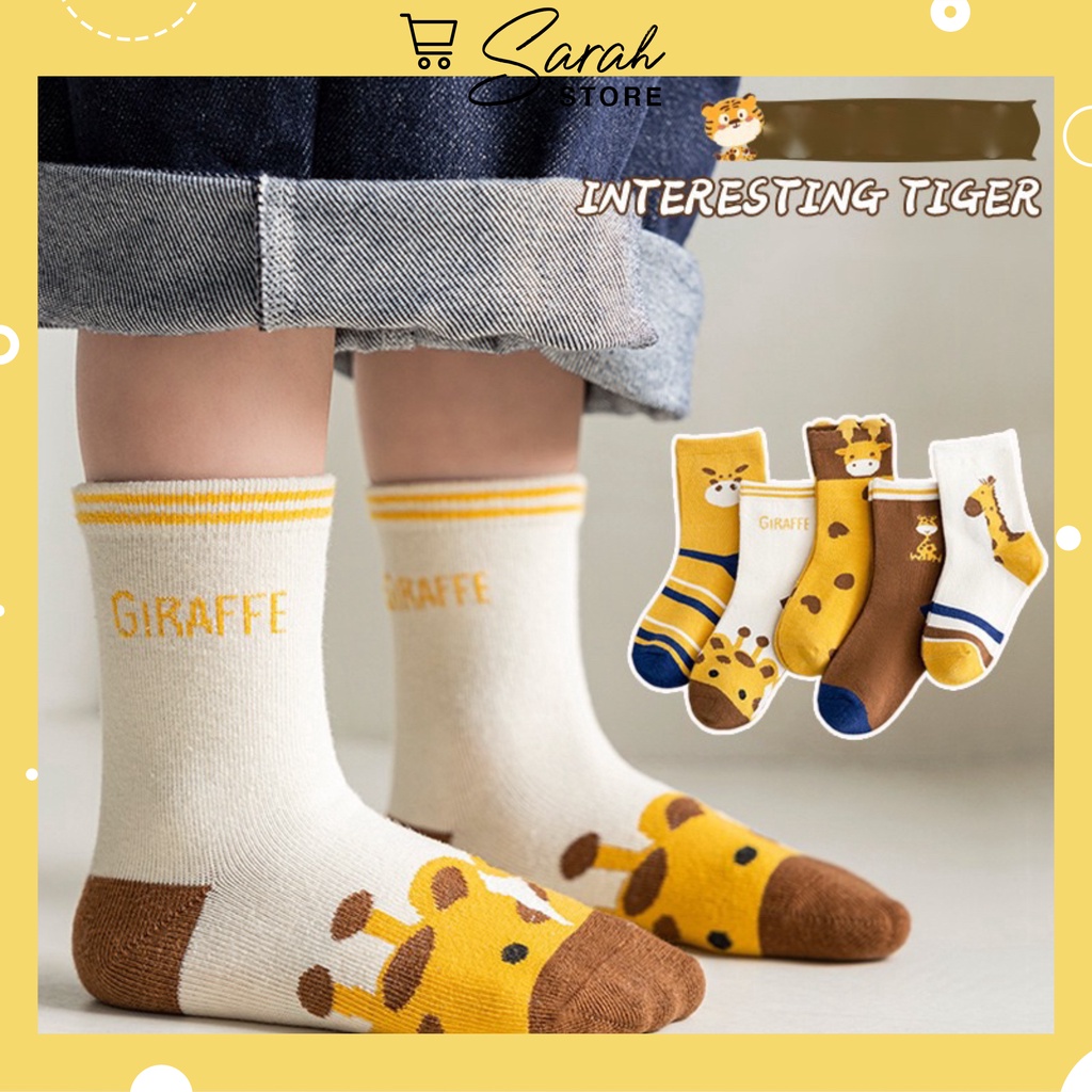 Set 5 đôi tất cotton Hưu Cao Cổ bé trai , gái sợi bông mềm mại thoáng khi khử mùi te19