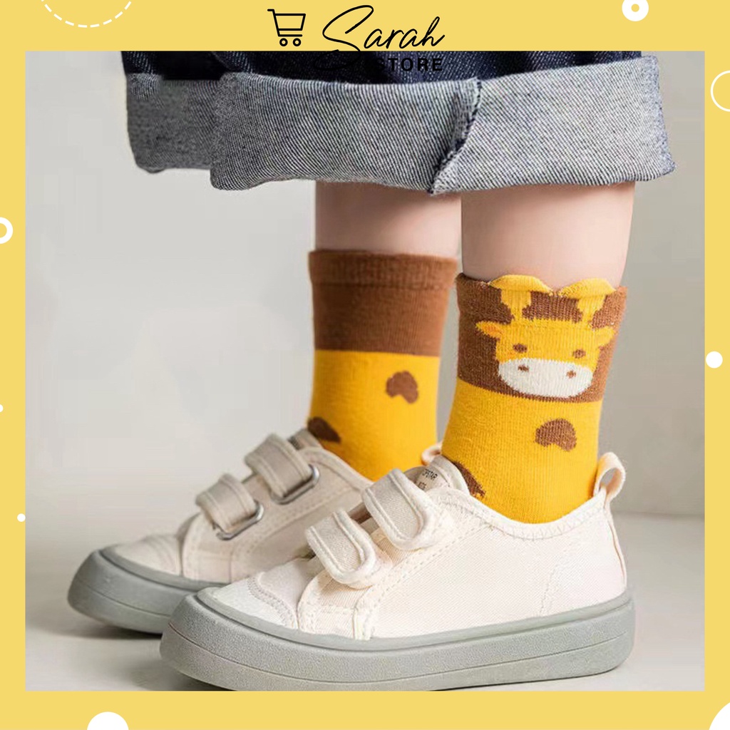 Set 5 đôi tất cotton Hưu Cao Cổ bé trai , gái sợi bông mềm mại thoáng khi khử mùi te19