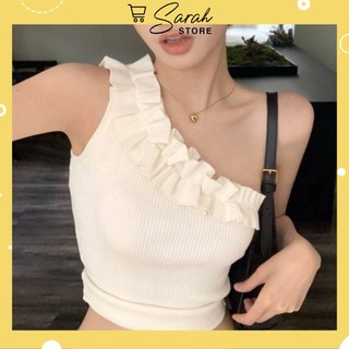 Áo bra lệch vai viền bèo có đệm mút 356