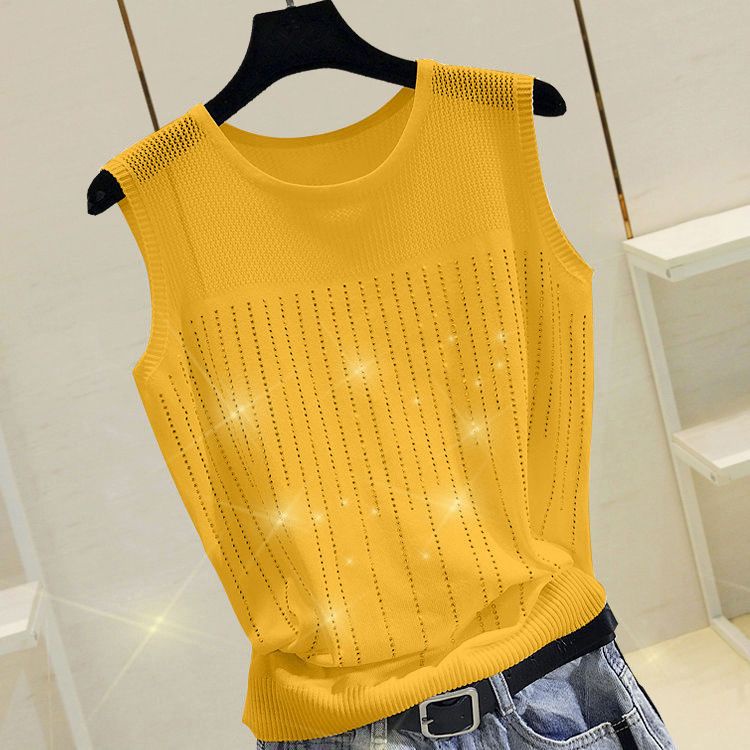 Áo Hai Dây Dệt Kim Dáng Ngắn Xuyên Thấu Thời Trang Mùa Hè Cho Nữ