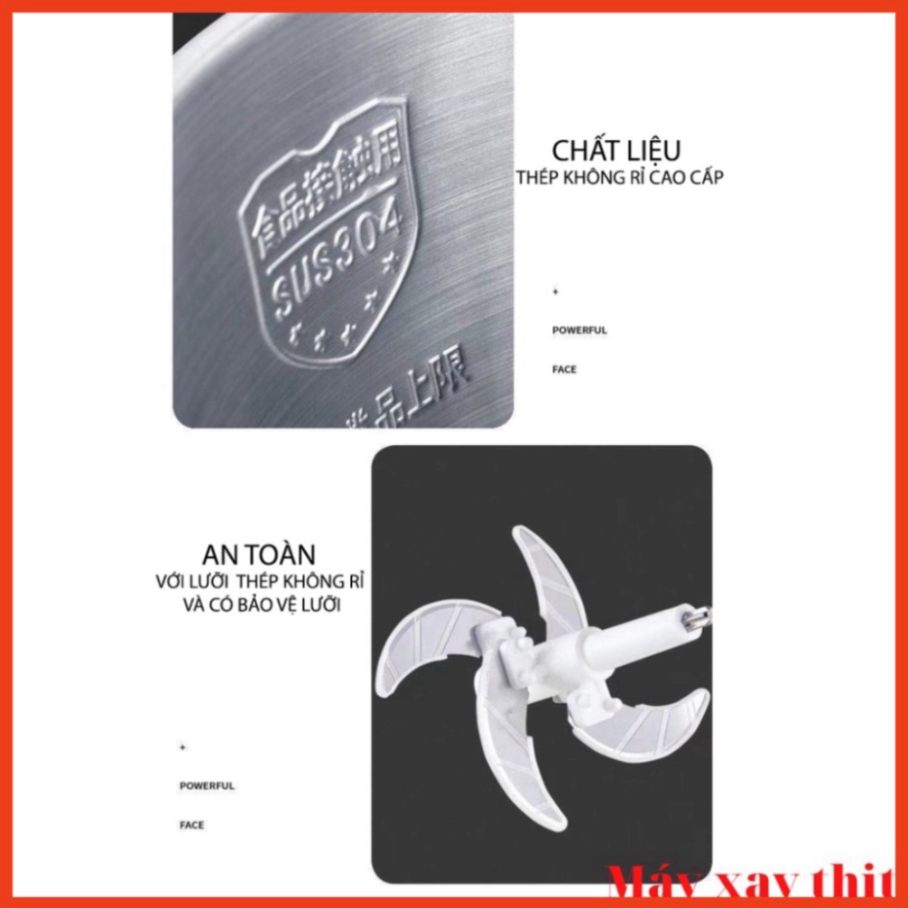 Máy xay thịt mini 2L - Cối xay tỏi ớt xay thịt, máy xay thịt đa năng xay sinh tố ngũ cốc dung tích 2L