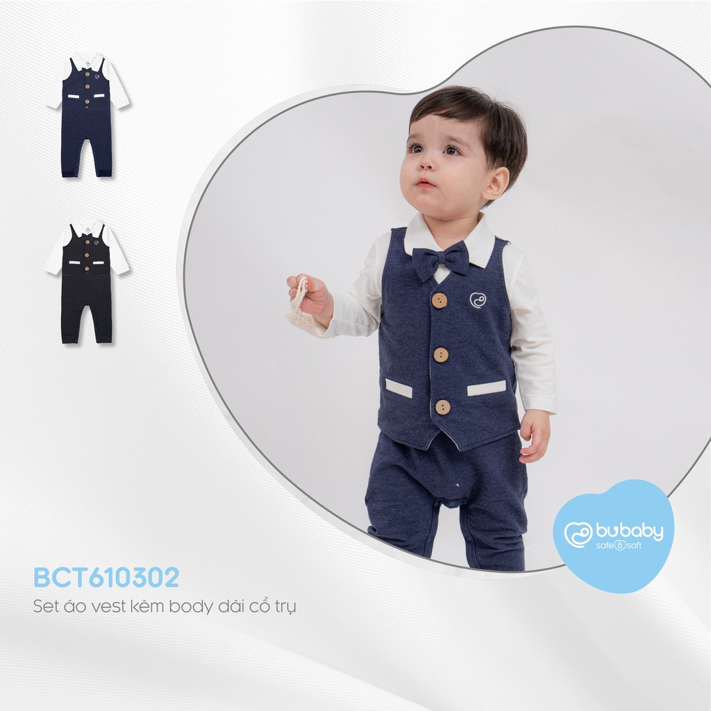 Set Áo Vest Kèm Body Dài Cổ Trụ Pure Cotton Bu Baby Bình Dương