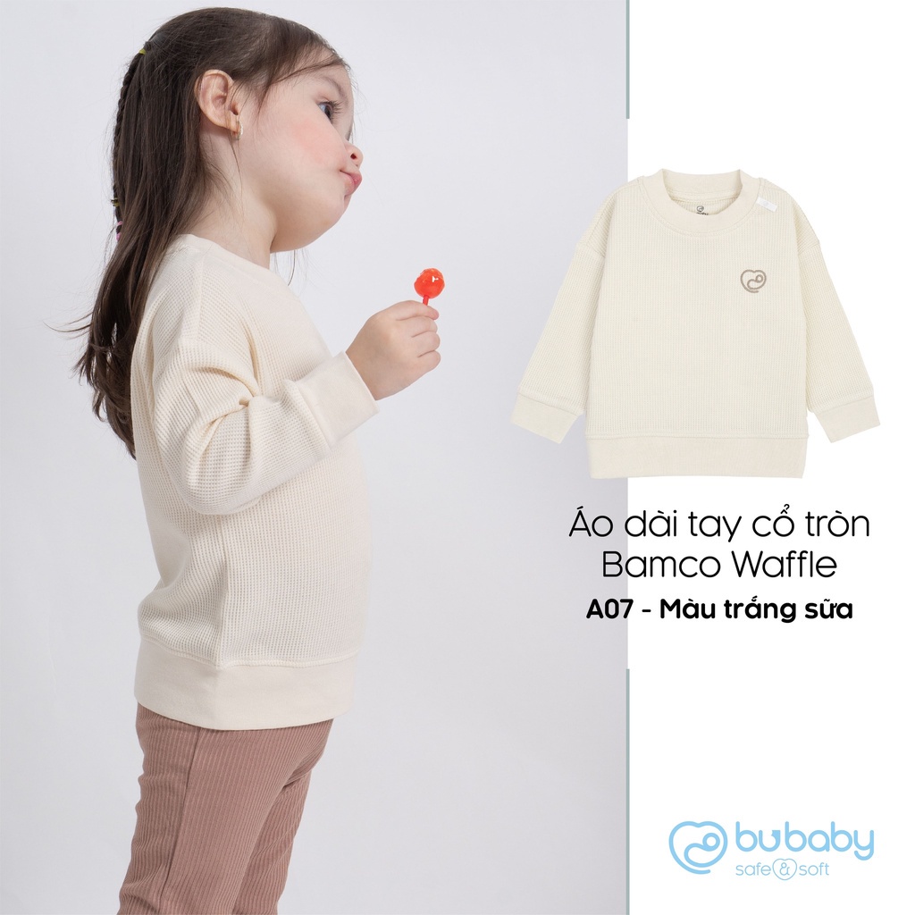 Áo Dài Tay Cổ Tròn Đủ Màu Bé Trai, Bé Gái Từ 6 Tháng Đến 3 Tuổi) Waffle Bu Bình Dương