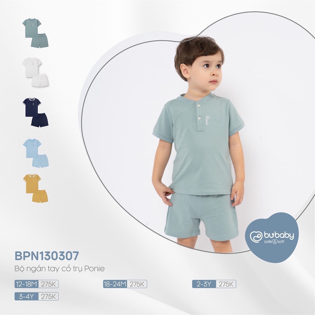 Bộ Ngắn Tay Cổ Trụ Ponie Bu Baby Bình Dương