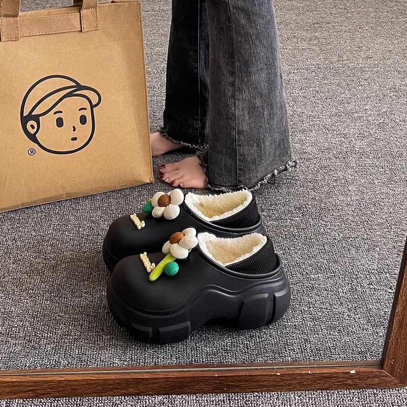 Dép cotton Lót Nhung Dày Dặn Giữ Ấm Mùa Đông Phong Cách Mới 2023 Cho Nữ