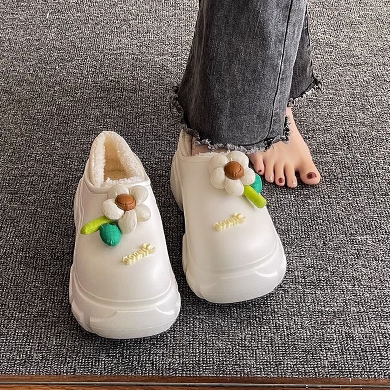 Dép cotton Lót Nhung Dày Dặn Giữ Ấm Mùa Đông Phong Cách Mới 2023 Cho Nữ