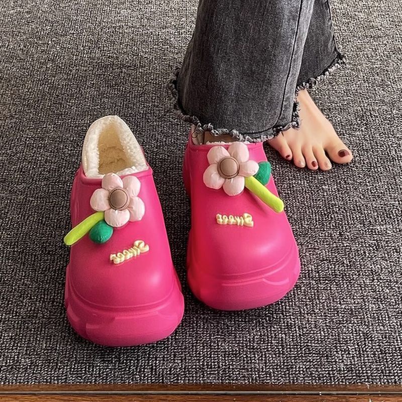 Dép cotton Lót Nhung Dày Dặn Giữ Ấm Mùa Đông Phong Cách Mới 2023 Cho Nữ