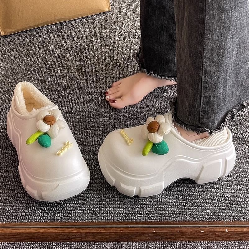 Dép cotton Lót Nhung Dày Dặn Giữ Ấm Mùa Đông Phong Cách Mới 2023 Cho Nữ