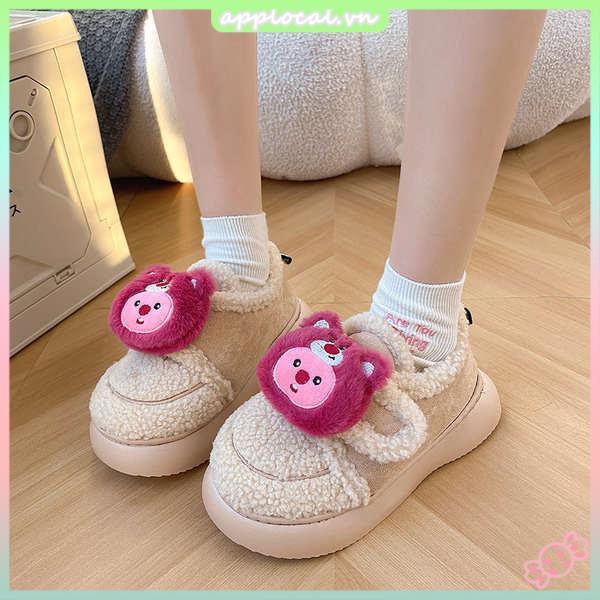 Dễ Thương Giày cotton Lót Bông Hoạ Tiết Hoạt Hình Xinh Xắn