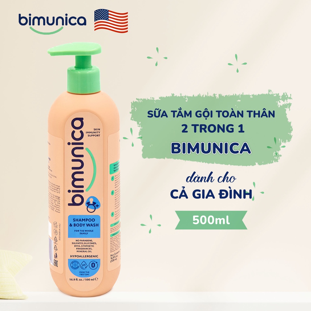 Combo Sữa Tắm Gội Và Dung Dịch Vệ Sinh BIMUNICA Dành Mẹ - Cân bằng pH, Bù Ẩm, Không Xà Phòng
