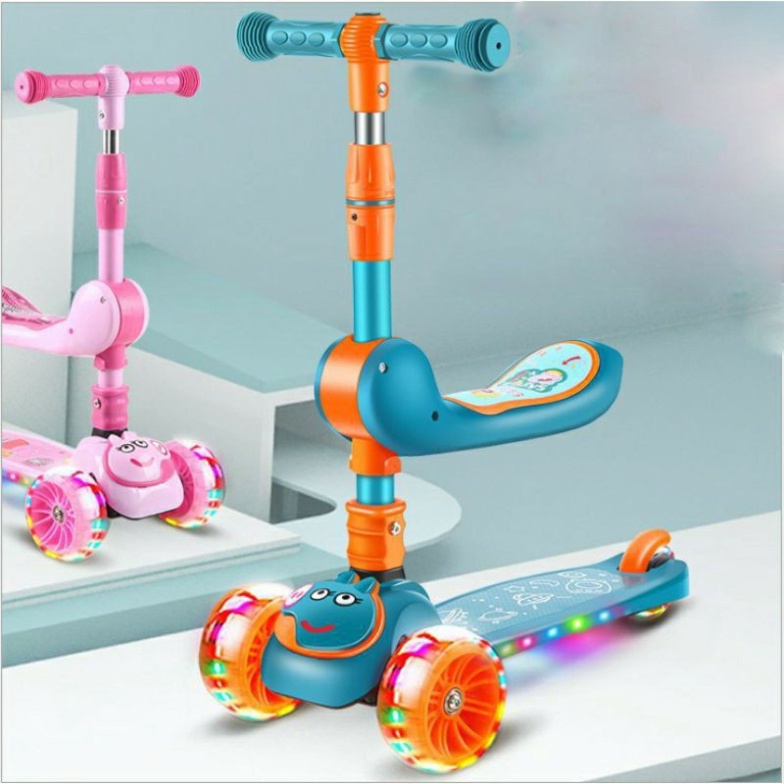 ⭐️XE TRƯỢT SCOTTER KIÊM XE CHÒI CHÂN PHÁT NHẠC CÓ GHẾ NGỒI CHO BÉ .