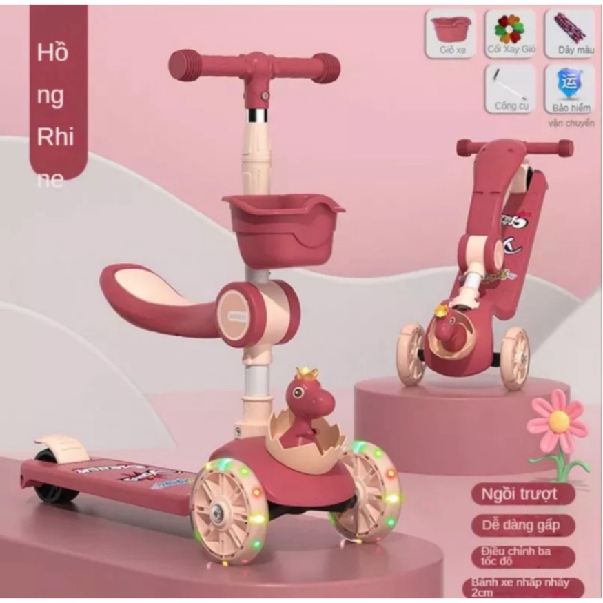 ⭐️XE TRƯỢT SCOTTER KIÊM XE CHÒI CHÂN PHÁT NHẠC CÓ GHẾ NGỒI CHO BÉ .