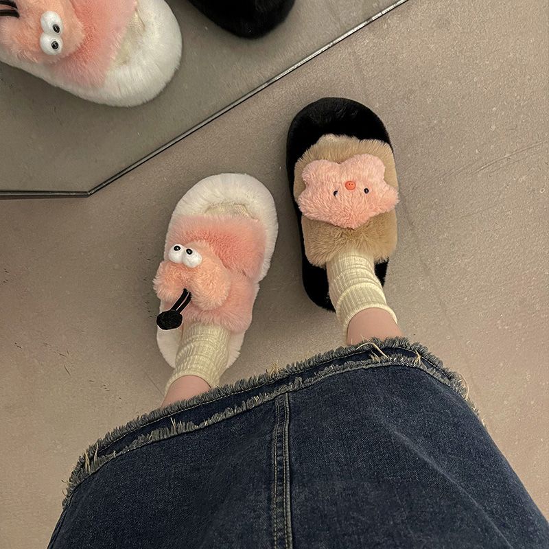 Dép Lông Xù Dày Dặn Đáng Yêu Cho Nữ 2023 Hoạt Hình