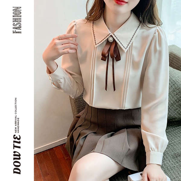 Cà Vạt Nơ Ruy Băng Màu Cà Phê / Nâu Họa Tiết Hoa Đơn Giản Phong Cách retro Dành Cho Nữ