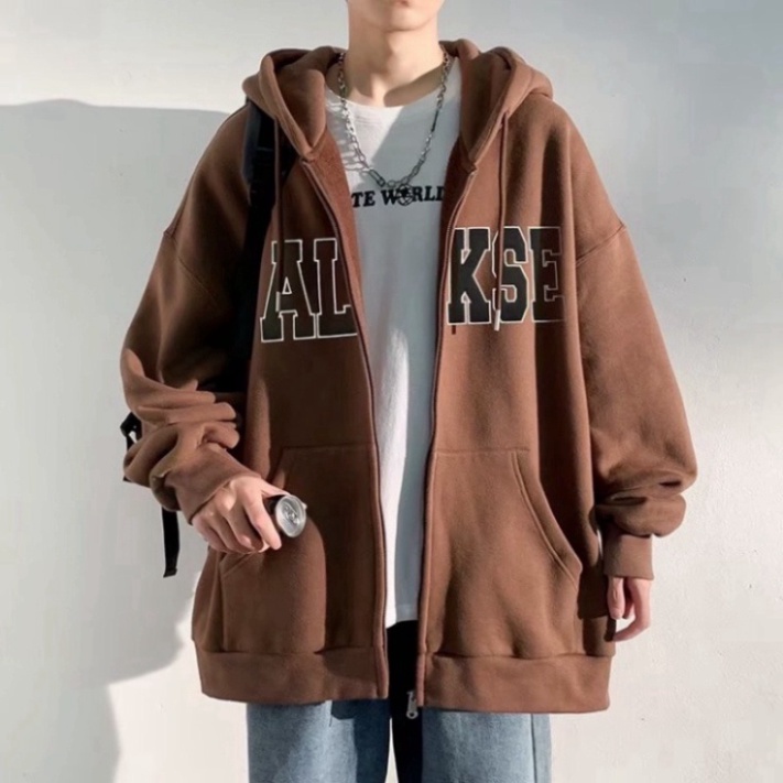 Áo Khoác Nỉ Hoodie Zip Chữ Thêu Form Rộng Unisex chất nỉ tàu siêu dày dặn trẻ trung năng động