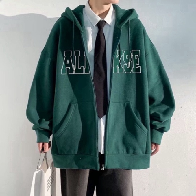 Áo Khoác Nỉ Hoodie Zip Chữ Thêu Form Rộng Unisex chất nỉ tàu siêu dày dặn trẻ trung năng động