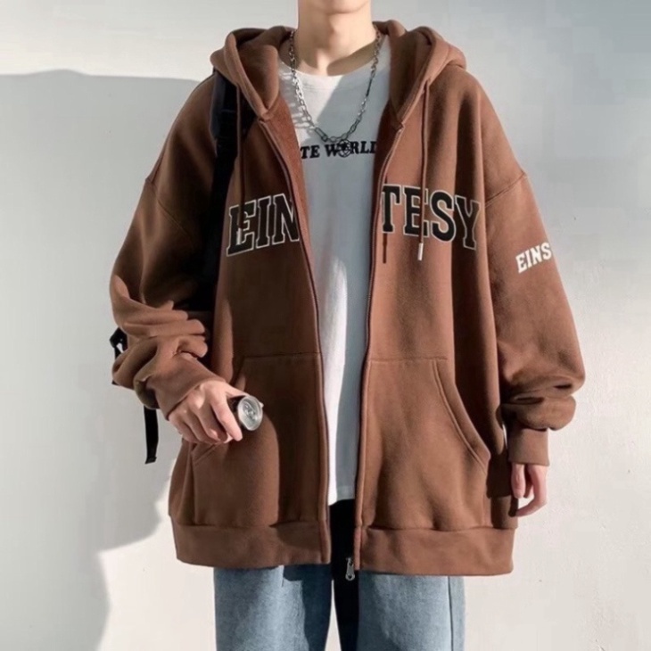 Áo Khoác Nỉ Hoodie Zip Chữ Thêu Form Rộng Unisex chất nỉ tàu siêu dày dặn trẻ trung năng động
