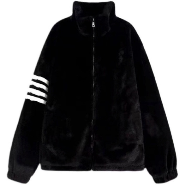 Áo Khoác Lông Cừu 2 Lớp Dày Dặn Phối Kẻ Sọc Tay, Phong Cách Trẻ Trung Năng Động Fom Nam Nữ Trend