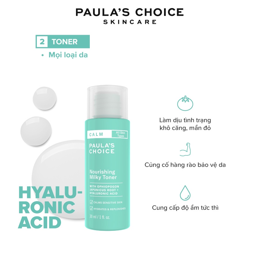 Nước cân bằng dịu nhẹ cho da nhạy cảm Paula's Choice Calm Nourishing Milky Toner 30ml 9237