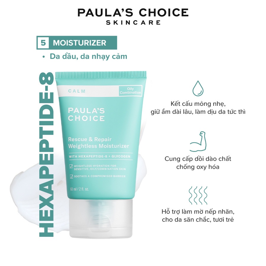 Kem dưỡng ẩm phục hồi cho da dầu nhạy cảm Paula's Choice Calm Rescue & Repair Weightless Moisturizer 60ml 9220
