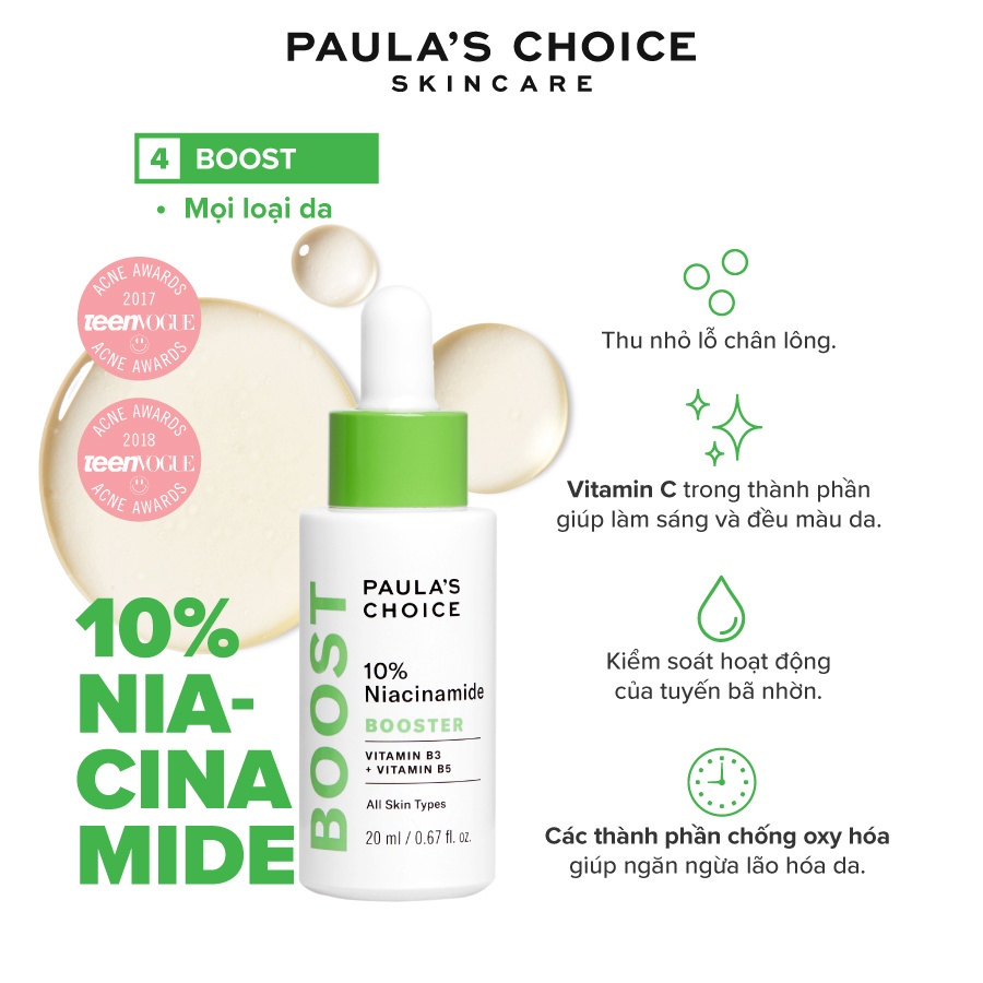 Tinh chất thu nhỏ lỗ chân lông Paula's Choice 10% Niacinamide Booster 20ml mã 7980