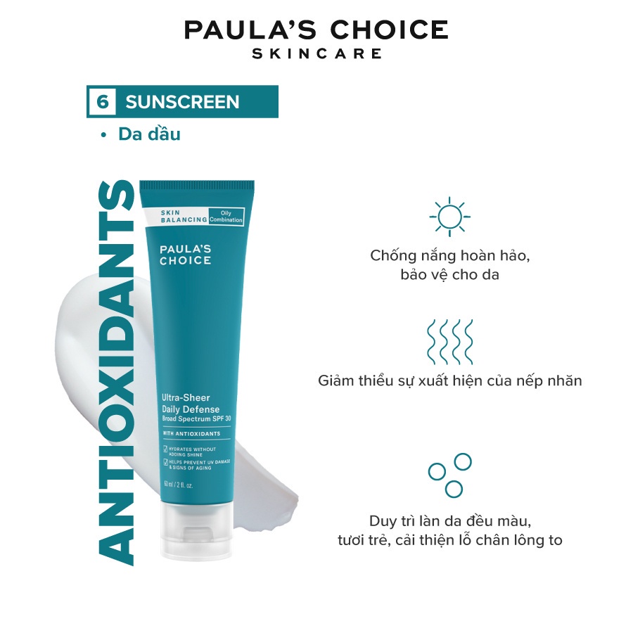 Kem chống nắng Cân Bằng tiết dầu thừa Paula’s Choice Skin Balancing Ultra - Sheer Daily Defence SPF 30 - 60ml 1560