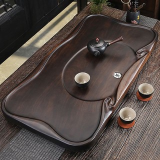 Toàn bộ khay trà gỗ mun gỗ nguyên khối gỗ tròn gia dụng bàn trà lớn nhỏ trà gỗ hồng mộc biển thoát nước đơn giản bộ trà